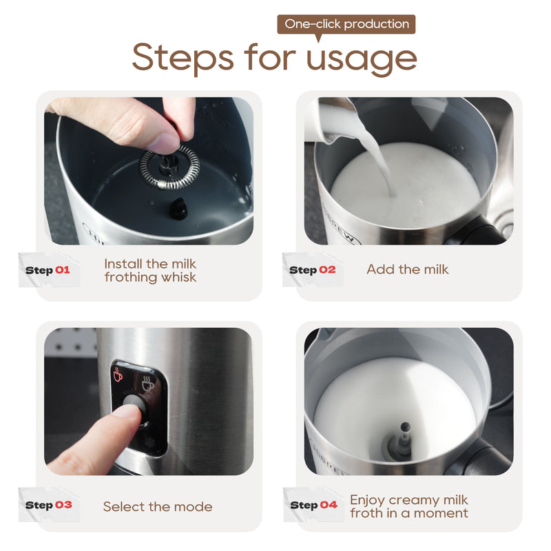 HiBREW M3A 4-in-1 Milk Frother for Latte & Cappuccino