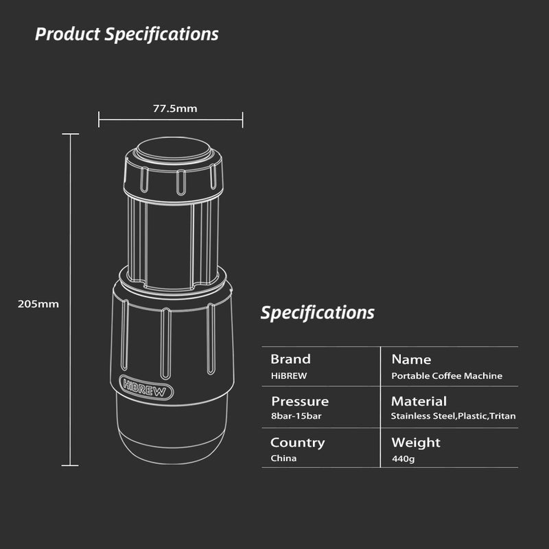 HiBREW H4D Portable 2-in-1 Espresso Maker for Travel