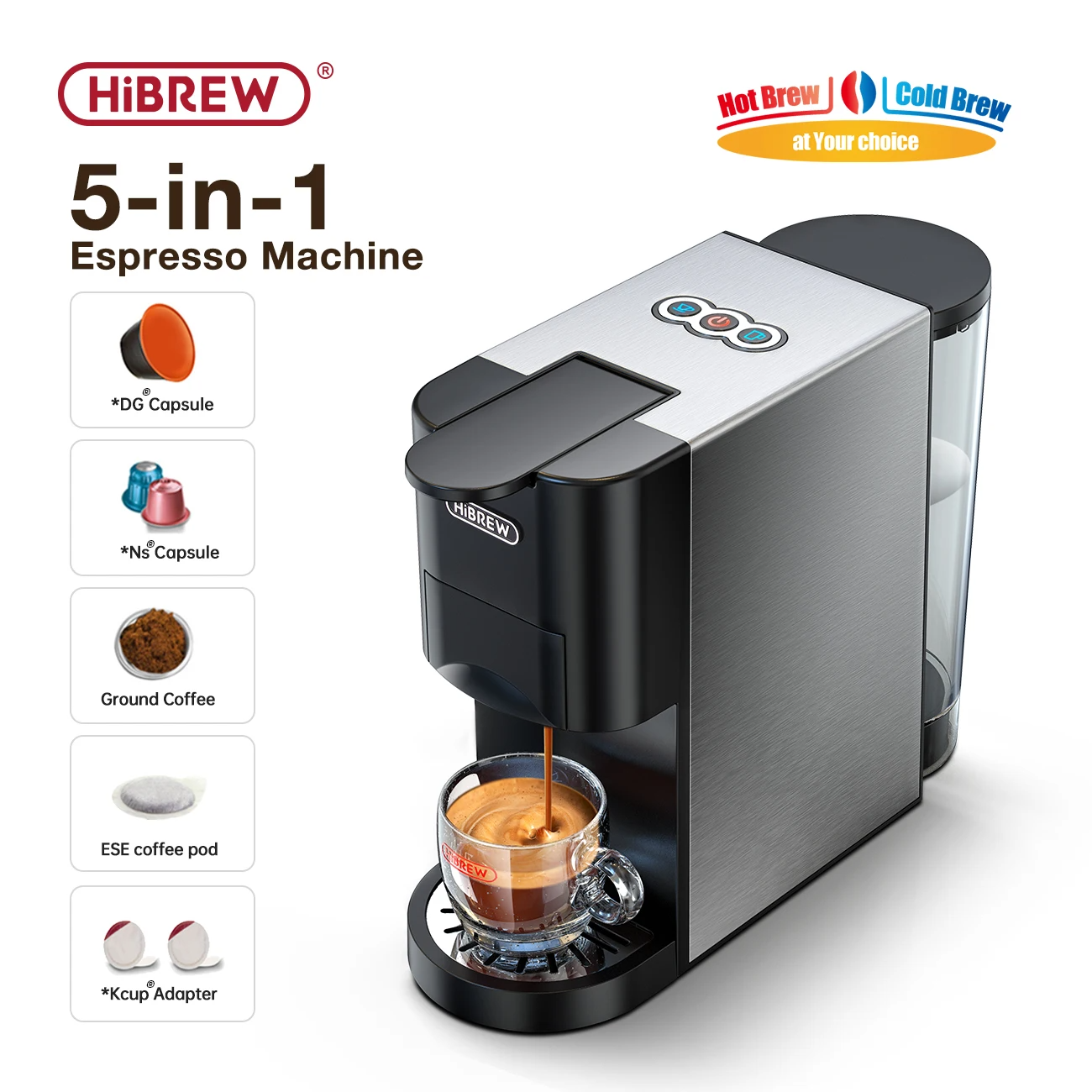 HiBREW H3A 5-in-1 Multi-Capsule Espresso Coffee Maker