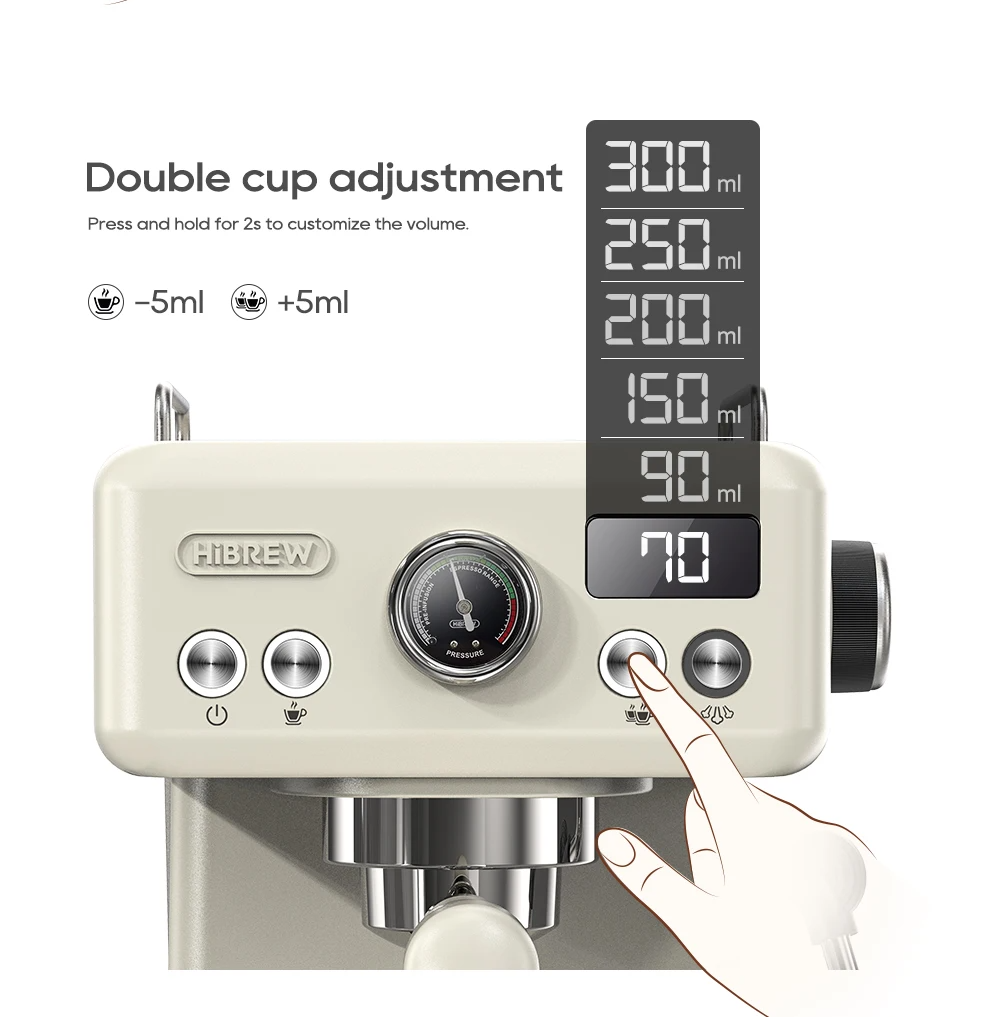 HiBREW H10A 20Bar Semi Automatic Espresso Machine
