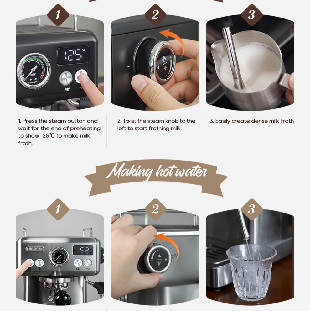 HiBREW H10A 20Bar Semi Automatic Espresso Machine