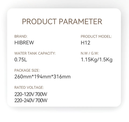 HiBREW H12 3-in-1 Drip Coffee & Tea Maker 750ML
